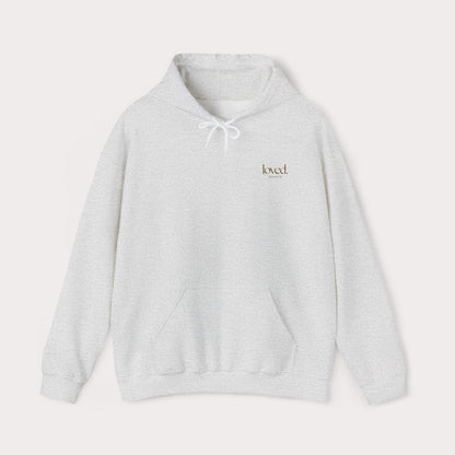 Embroidered Loved Romans 5:8 Christian Hoodie | Minimalist Bible Verse Pullover