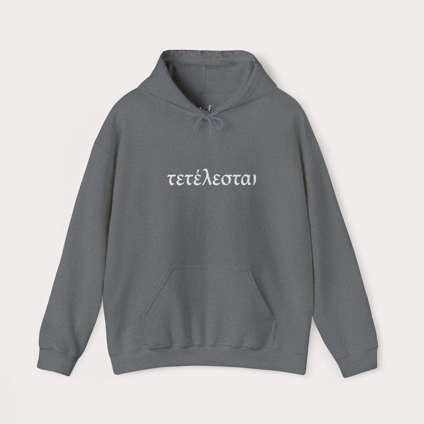 Embroidered Tetelestai Christian Hoodie – "It Is Finished" Greek Faith Pullover