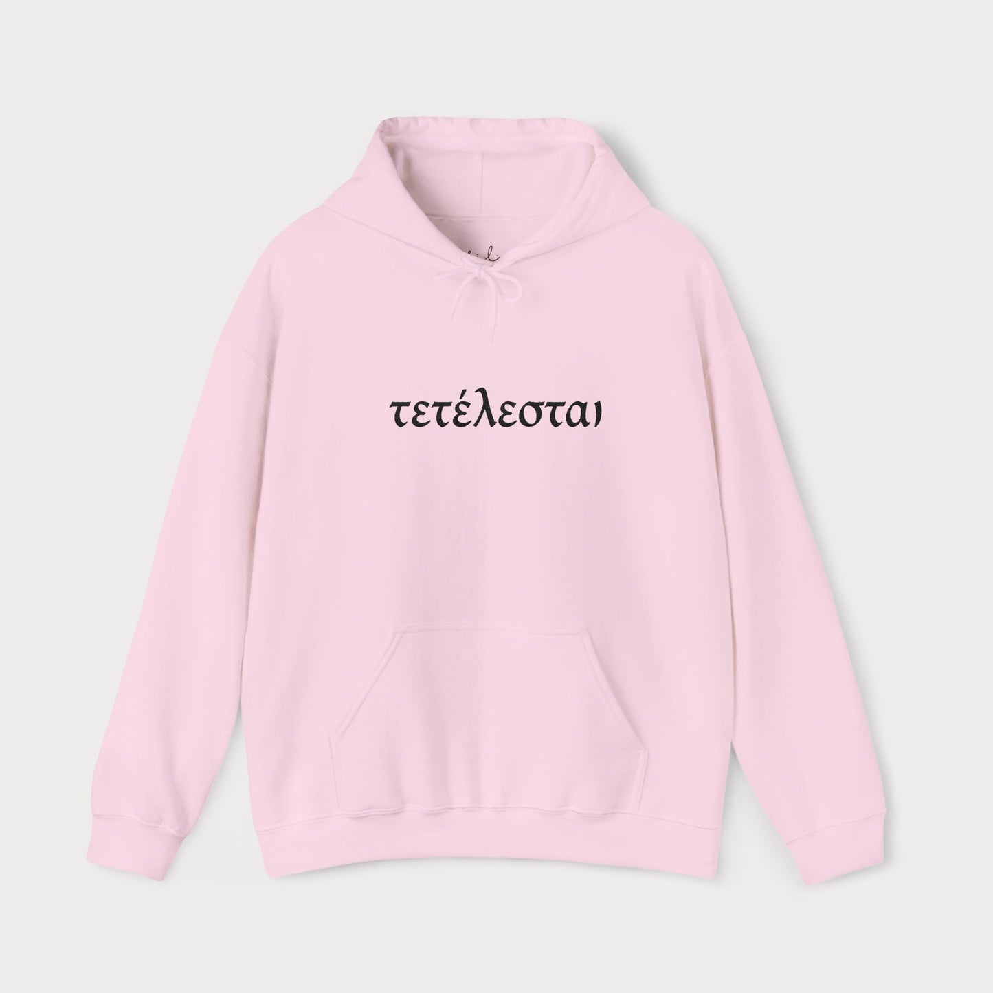 Embroidered Τετέλεσται Minimalist Hoodie — Greek 'τετέλεσται' Pullover