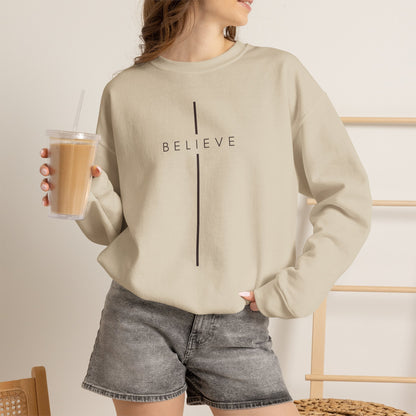 Believe Cross Christian Crewneck Sweatshirt | Premium Unisex Faith Pullover