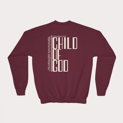 Child of God Kids Christian Sweatshirt | 2 Corinthians 6:18 | Youth Crewneck