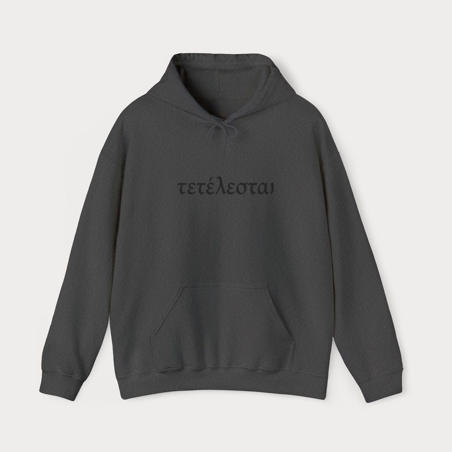 Embroidered Τετέλεσται Minimalist Hoodie — Greek 'τετέλεσται' Pullover