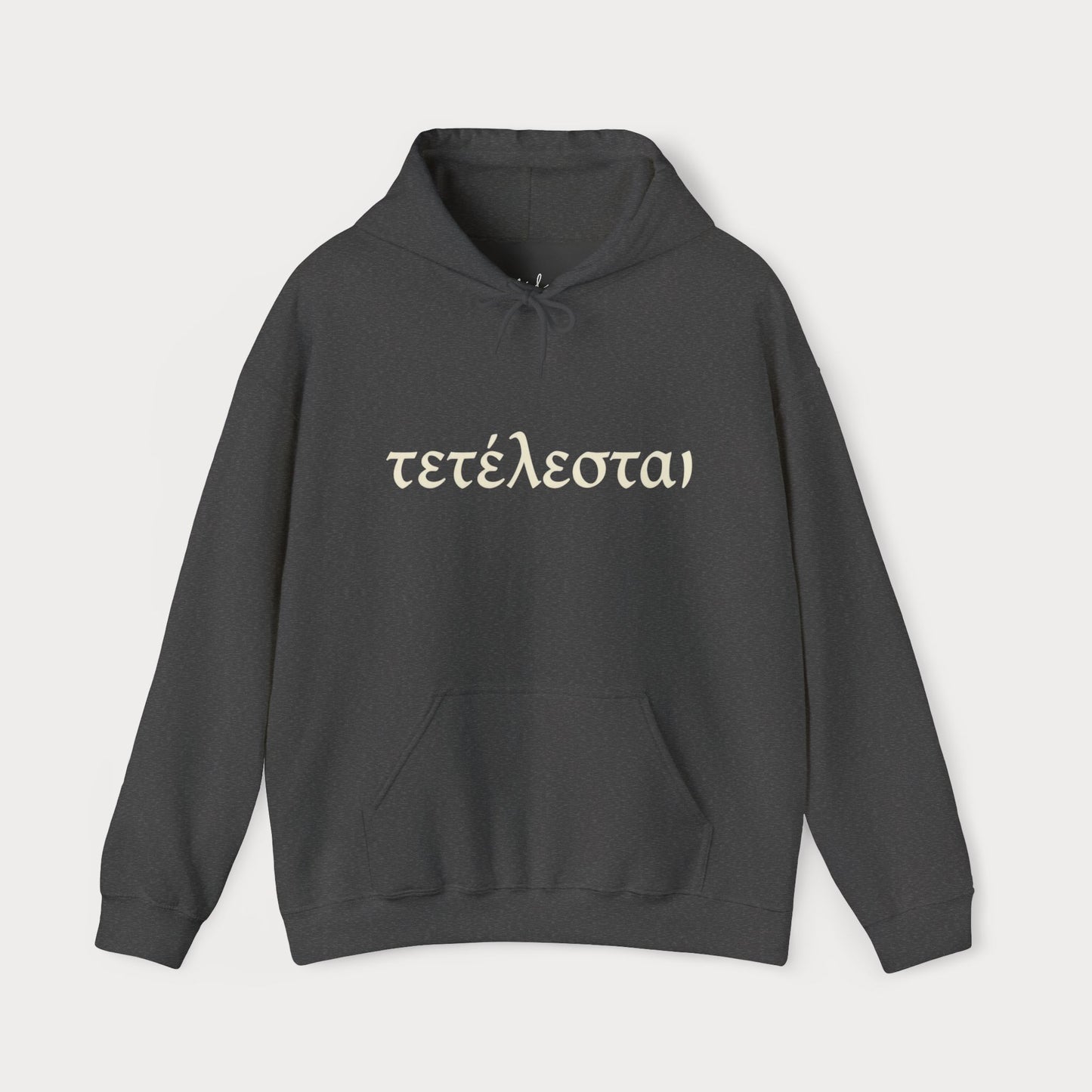 Tetelestai 'Τετέλεσται' Finished Script Hoodie — Religious Greek Faith Sweatshirt