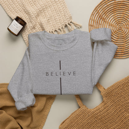 Believe Cross Christian Crewneck Sweatshirt | Premium Unisex Faith Pullover