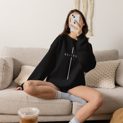 Believe Cross Christian Crewneck Sweatshirt | Premium Unisex Faith Pullover
