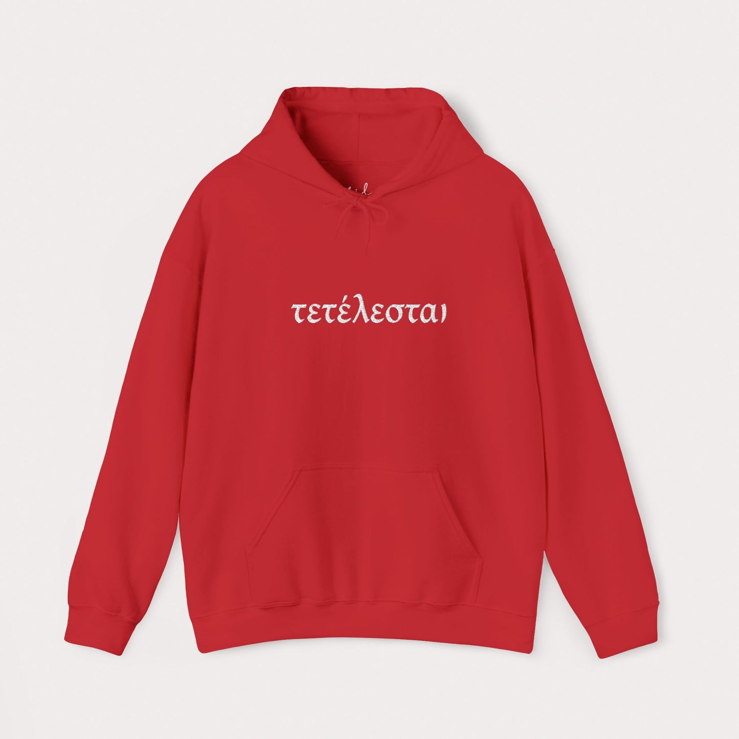 Embroidered Tetelestai Christian Hoodie – "It Is Finished" Greek Faith Pullover