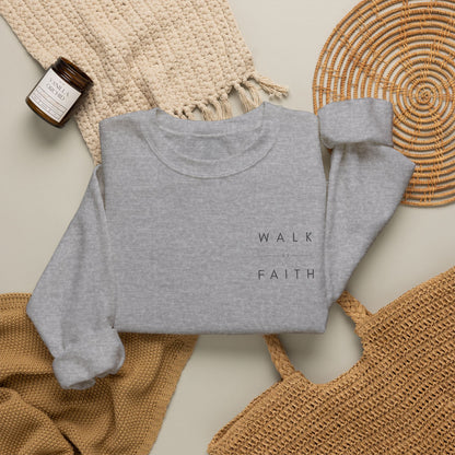 Walk by Faith Embroidered Christian Crewneck Sweatshirt | Premium Unisex Pullover