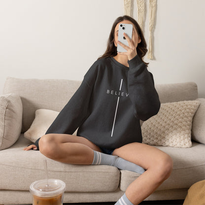 Believe Cross Christian Crewneck Sweatshirt | Premium Unisex Faith Pullover