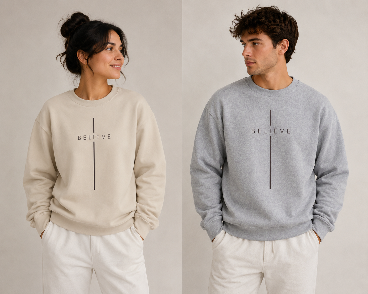 Believe Cross Christian Crewneck Sweatshirt | Premium Unisex Faith Pullover