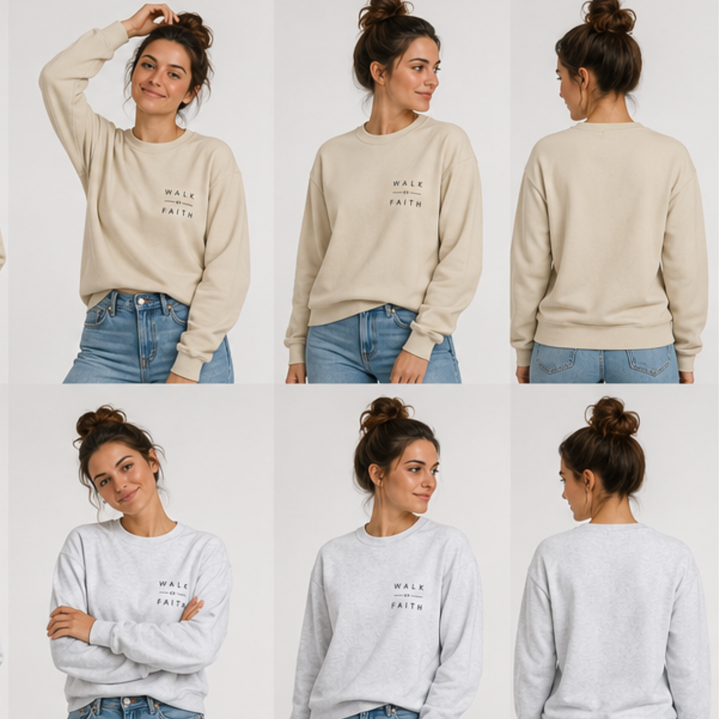Walk by Faith Embroidered Christian Crewneck Sweatshirt | Premium Unisex Pullover