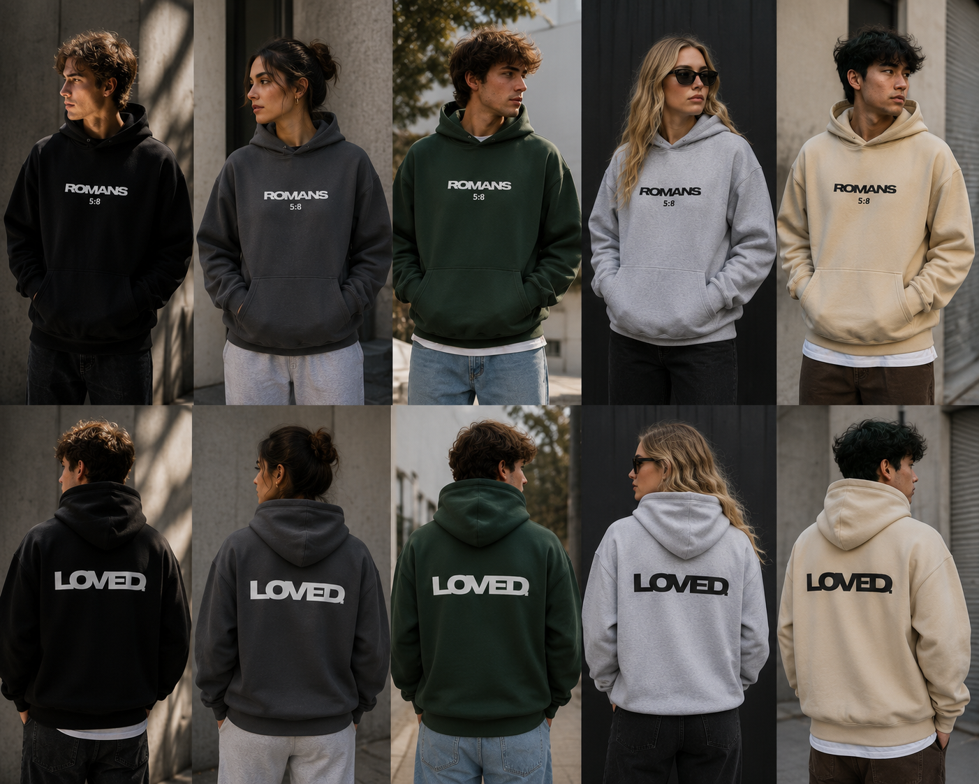 LOVED. Romans 5:8 Christian Hoodie | Minimalist Faith Hoodie | Bible Verse Pullover | Christian Streetwear