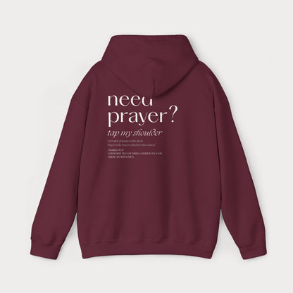 Need Prayer? Tap My Shoulder Christian Hoodie | Premium Unisex Pullover with Cross