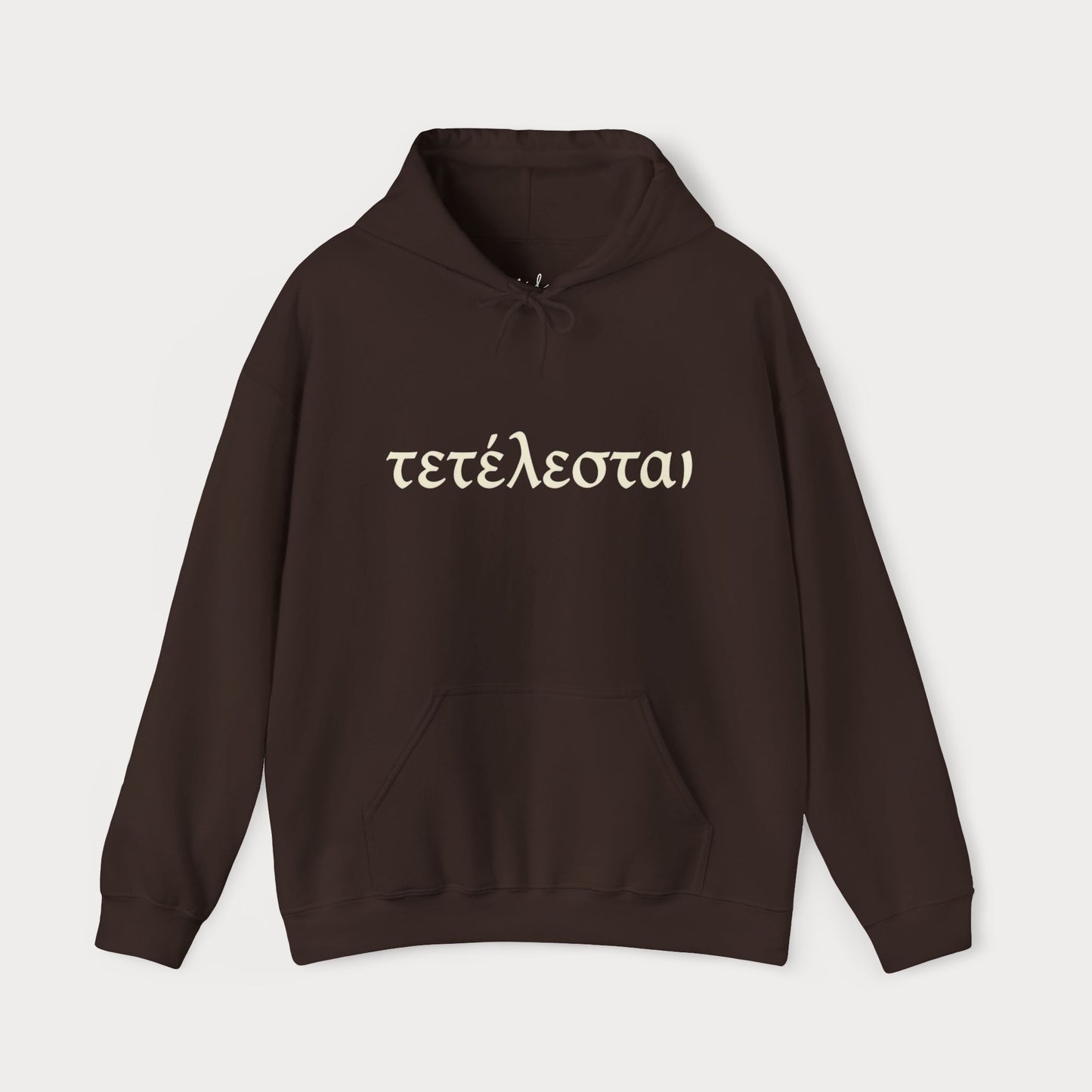 Tetelestai 'Τετέλεσται' Finished Script Hoodie — Religious Greek Faith Sweatshirt