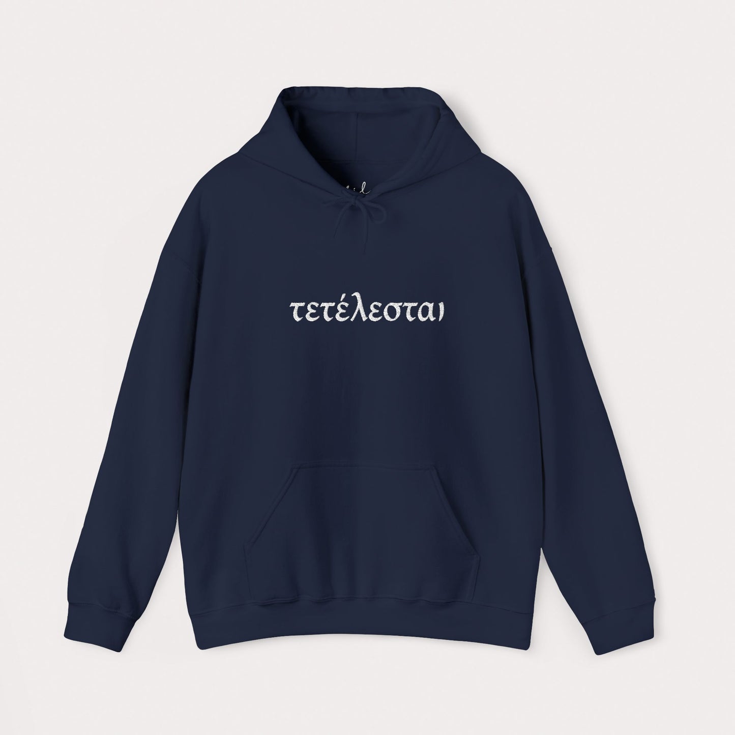 Embroidered Tetelestai Christian Hoodie – "It Is Finished" Greek Faith Pullover