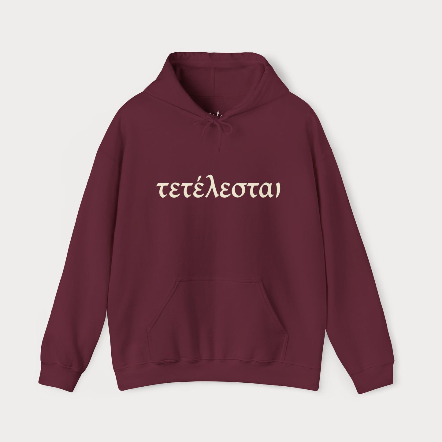Tetelestai 'Τετέλεσται' Finished Script Hoodie — Religious Greek Faith Sweatshirt