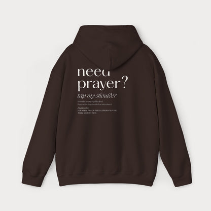 Need Prayer? Tap My Shoulder Christian Hoodie | Premium Unisex Pullover with Cross