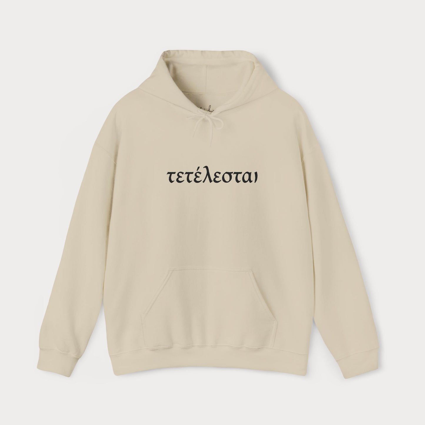 Embroidered Τετέλεσται Minimalist Hoodie — Greek 'τετέλεσται' Pullover