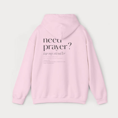Need Prayer? Tap My Shoulder Christian Hoodie | Premium Unisex Pullover with Cross