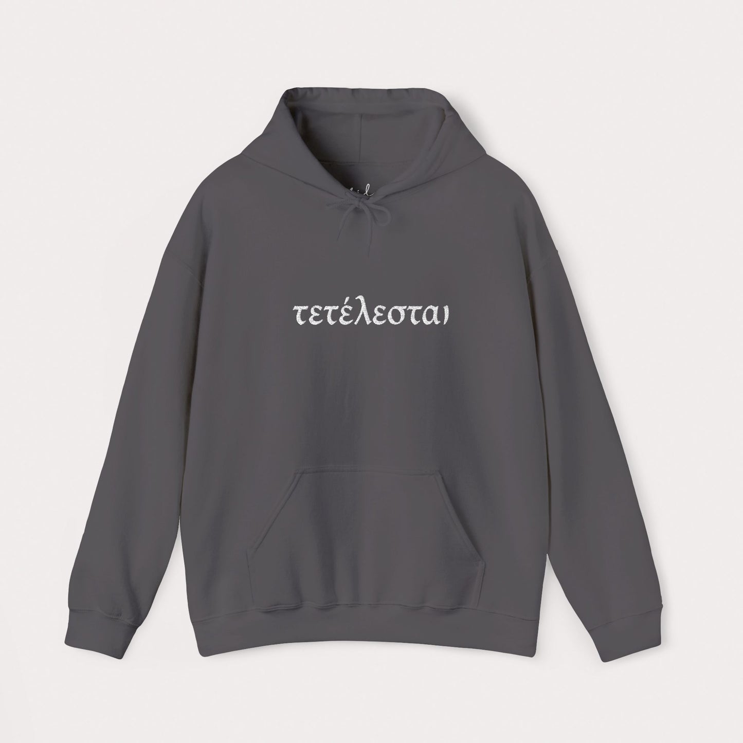 Embroidered Tetelestai Christian Hoodie – "It Is Finished" Greek Faith Pullover