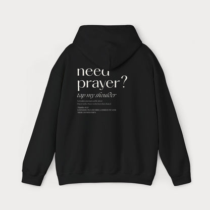 Need Prayer? Tap My Shoulder Christian Hoodie | Premium Unisex Pullover with Cross