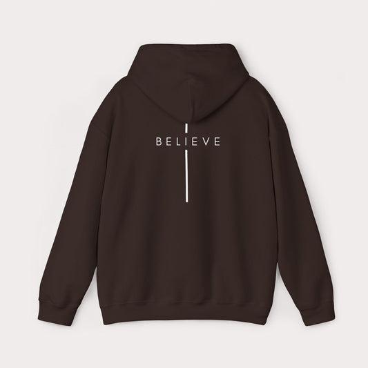 Believe Cross Hoodie — Minimal Christian Faith Sweatshirt