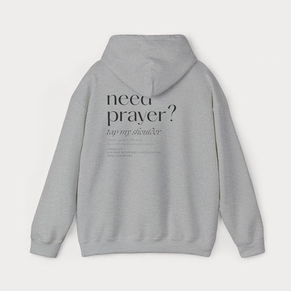 Need Prayer? Tap My Shoulder Christian Hoodie | Premium Unisex Pullover with Cross