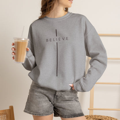 Believe Cross Christian Crewneck Sweatshirt | Premium Unisex Faith Pullover